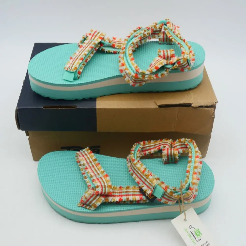 NEW Teva Girl's  Kids 1  Midform Fray Sandals  Frazier Cascade Green Blue